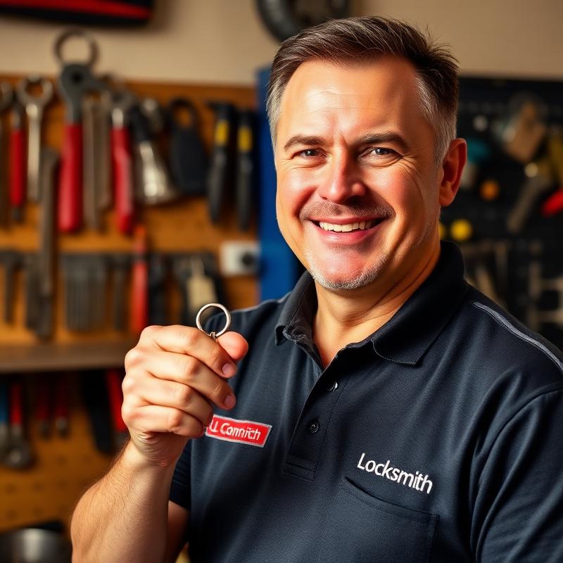 Anderson Locksmiths senior technician holding a set of keys